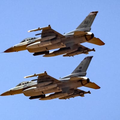 Amerikanska F16-stridsplan fotograferade i Marrakech i juni 2021.