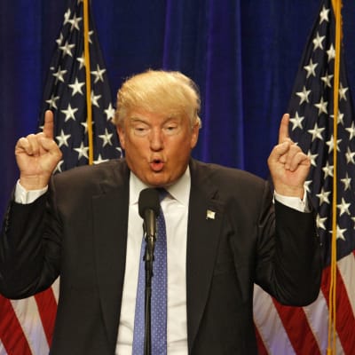 Donald Trump under ett valmöte i Manchester, New Hampshire 13.6.2016