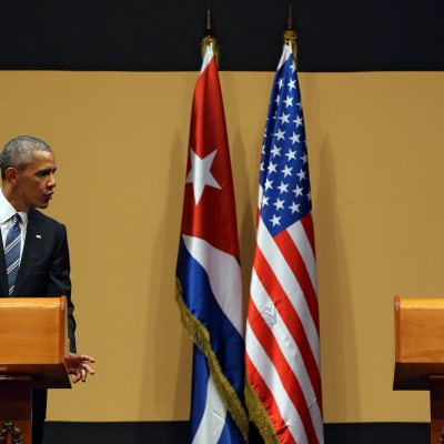 Barack Obama och Raúl Castro höll presskonferens i Havanna den 21 mars 2016.