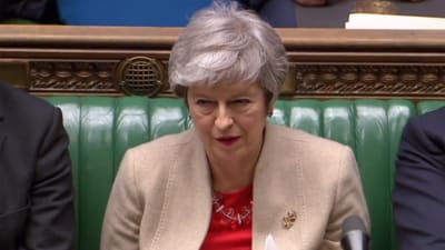 Premiärminister theresa May i underhuset under fredagens brexitdebatt.