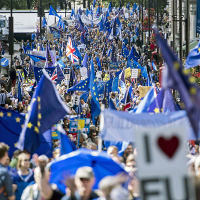 Tusentals brexitmotståndare marscherade i centrala London den 9 september 2017.