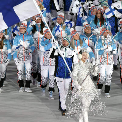 Finland vid invigningen, OS 2018.
