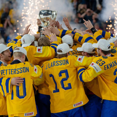 Sverige firar VM-guld i ishockey 2018.