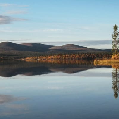 Sjölandskap i Urho Kekkonens nationalpark.