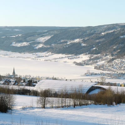 En allmän bild från ett vintrigt Lillehammer.