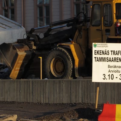 Trafikcentrumet i Ekenäs under byggnad. Bilden från april 2012.