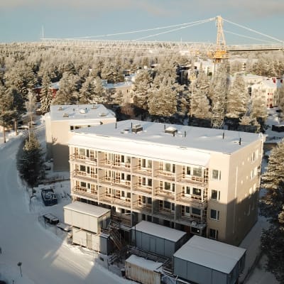 RovaLappi Rakennus Oy:n kerrostalotyömaa Rovaniemellä.