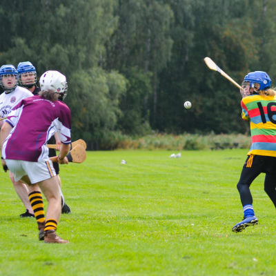 Helsinki Harps players playing the game of hurling.