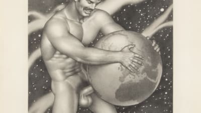 Detalj av Tom of Finland-teckning från 1976.