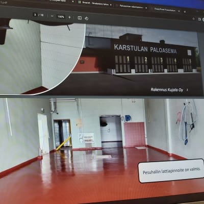 Kuvakaappaus Karstulan uuden paloaseman rakentamisen etenemisestä Karstulan kunnan verkkosivuilla. 