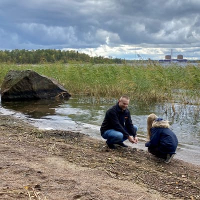 Sandstrand med musslor.