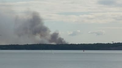 Rökbildning från skogsbrand i Syndalen i Hangö.