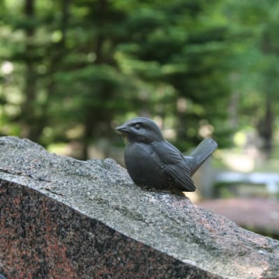 Bronsfågel på gravsten
