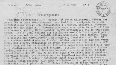 Första numret av den underjordiska bulletinen "Fria Ord" publicerades 9.2.1918.