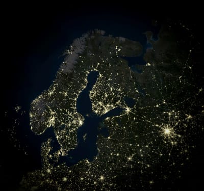 bild över norden och ryssland på natten