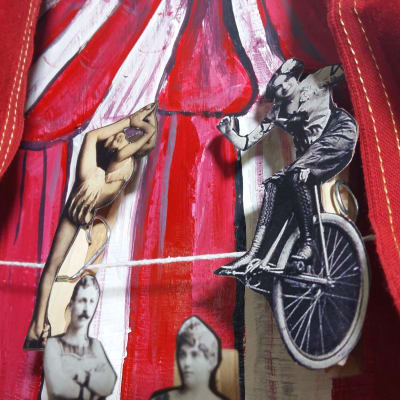 Klippdockor som föreställer cirkusartister, tillverkade av vintagefoton