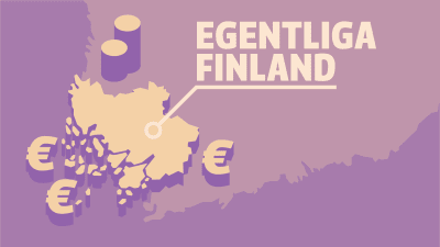 Karta på landskapet Egentliga Finland och Eurosymboler