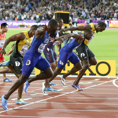 Justin Gatlin vinner VM-guld 2017 på 100 meter.