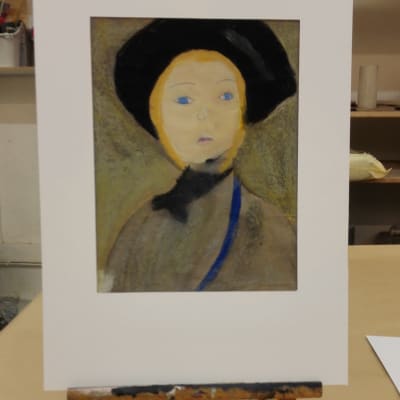 Ett barn har målat av ett av Helene Schjerfbecks verk.