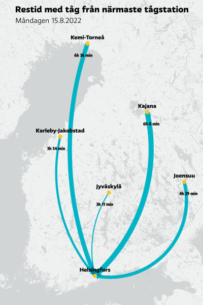 Karta som visar flygplatsernas placering i Finland.