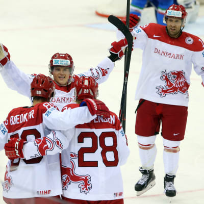 Danmark vann Italien under ishockey-VM 2014 med 4-1.