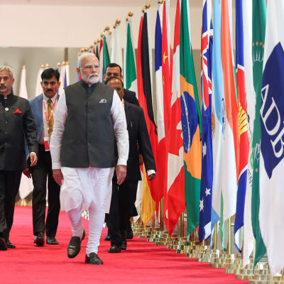  Indiens premiärminister Narendra Modi anländer till G20-möte