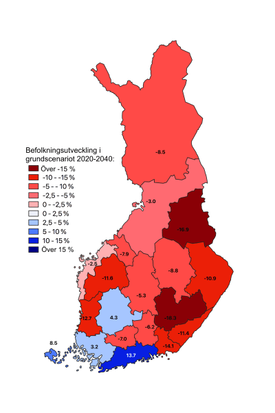 karta över Finland indelat i landskap