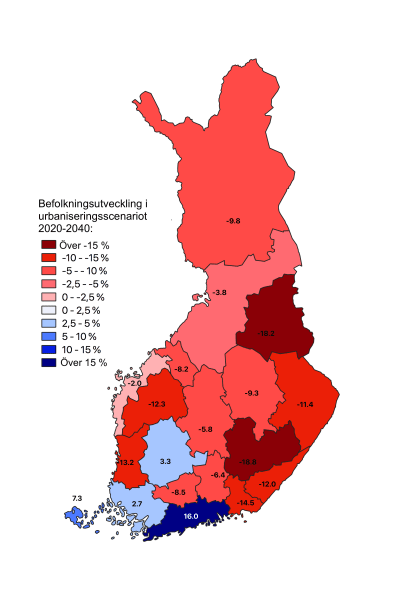 karta över Finland indelat i landskap