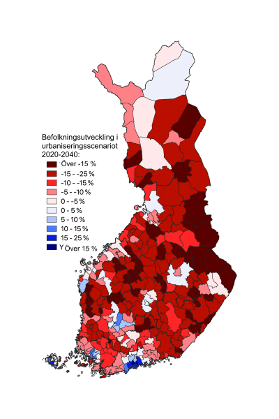 karta över Finland indelat i kommuner