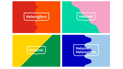 Exempel på Helsingfors stads nya visuella identitet.