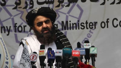 Talibanernas utrikesminister mulla Amir Khan Muttaqi var optimistisk efter förhandlingarna i Doha.