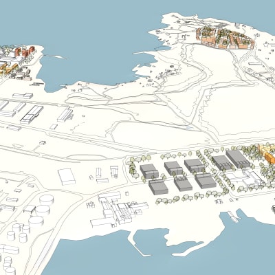 Karta över Vasklot i Vasa, där nya bostäder finns inritade.