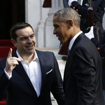 Premiärminister Alexis Tsipras och president Barack Obama i Aten.