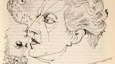 Ranskalaisen kirjailijan ja surrealistin André Bretonin muotokuva; Taiteilija André Massonin piirros.