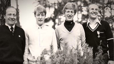Gruppbild på Akilles OS-cyklister från Moskva 1980 Ole, Sixten och Patrick Wackström och Harry Hannus