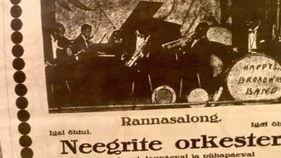 Ett gammalt estniskt tidningsurklipp där det står att Neegrite orkester uppträdde i Pärnu.
