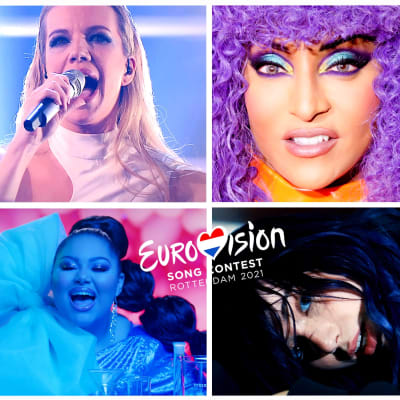 Kollage med 6 av de artister som tävlar i årets Eurovision 