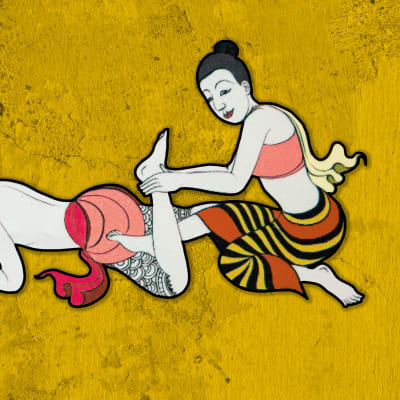 Kuvamanipulaatio thaihierontapaikan julisteesta.