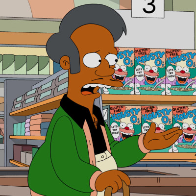 Två svarta animerade karaktärer från The Simpsons.