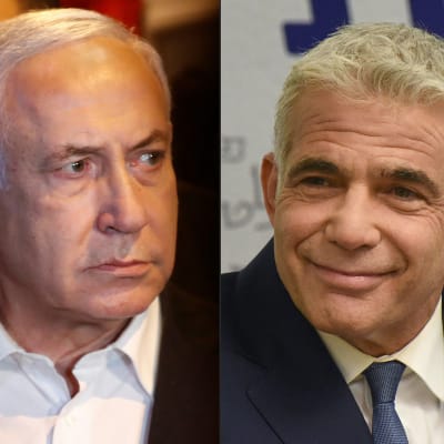 Benjamin Netanyahu (till vänster) väntas göra sitt allt för att fälla Yair Lapids "förändringskoalition" innan den kan tillträda. 
