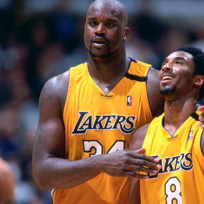 Kuvassa Lakersin mestaruuksien voimakaksikko Shaquille O'Neal ja Kobe Bryant