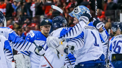 Finland firar segern över Kanada.