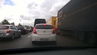 Trafikstockning på motorväg i Tyskland