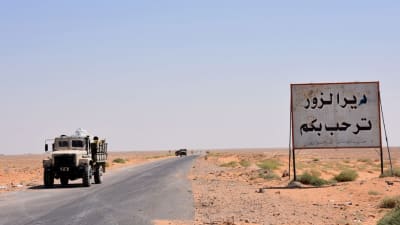 Syriska armétrupper vid gränsen till Deir el-Zor den 3 september 2017
