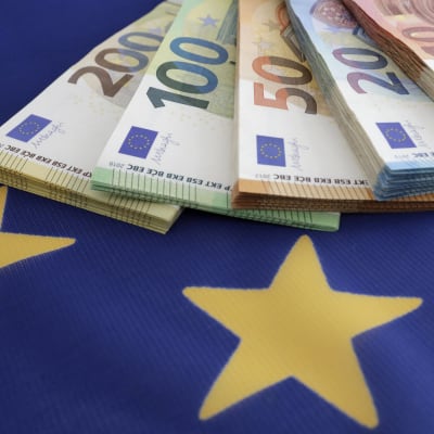 Euroseteleitä EU-lipun päällä