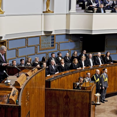 Presidentti Sauli Niinistön puhui valtiopäivien avajaisissa eduskunnan istuntosalissa Helsingissä 5. helmikuuta 2020.