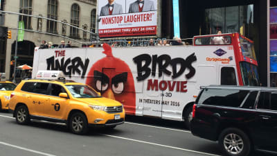 Reklam för Angry Birdsfilmen i New York.