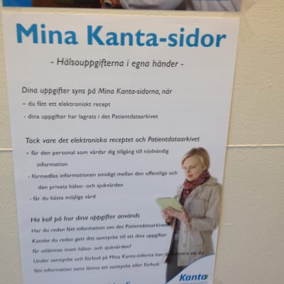 En affisch som visar information om patientdataarkivet Kanta.