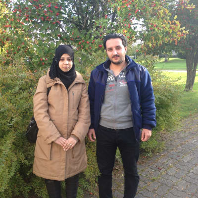 Abeer och Akram Alzoubi anlände till Kronoby 2.9.2014.