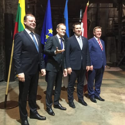 Litauens premiärminister Saulius Skvernelis, Europeiska rådets ordförande Donald Tusk, Estlands premiärminister Jüri Ratas och Lettlands premiärminister Māris Kučinskis.